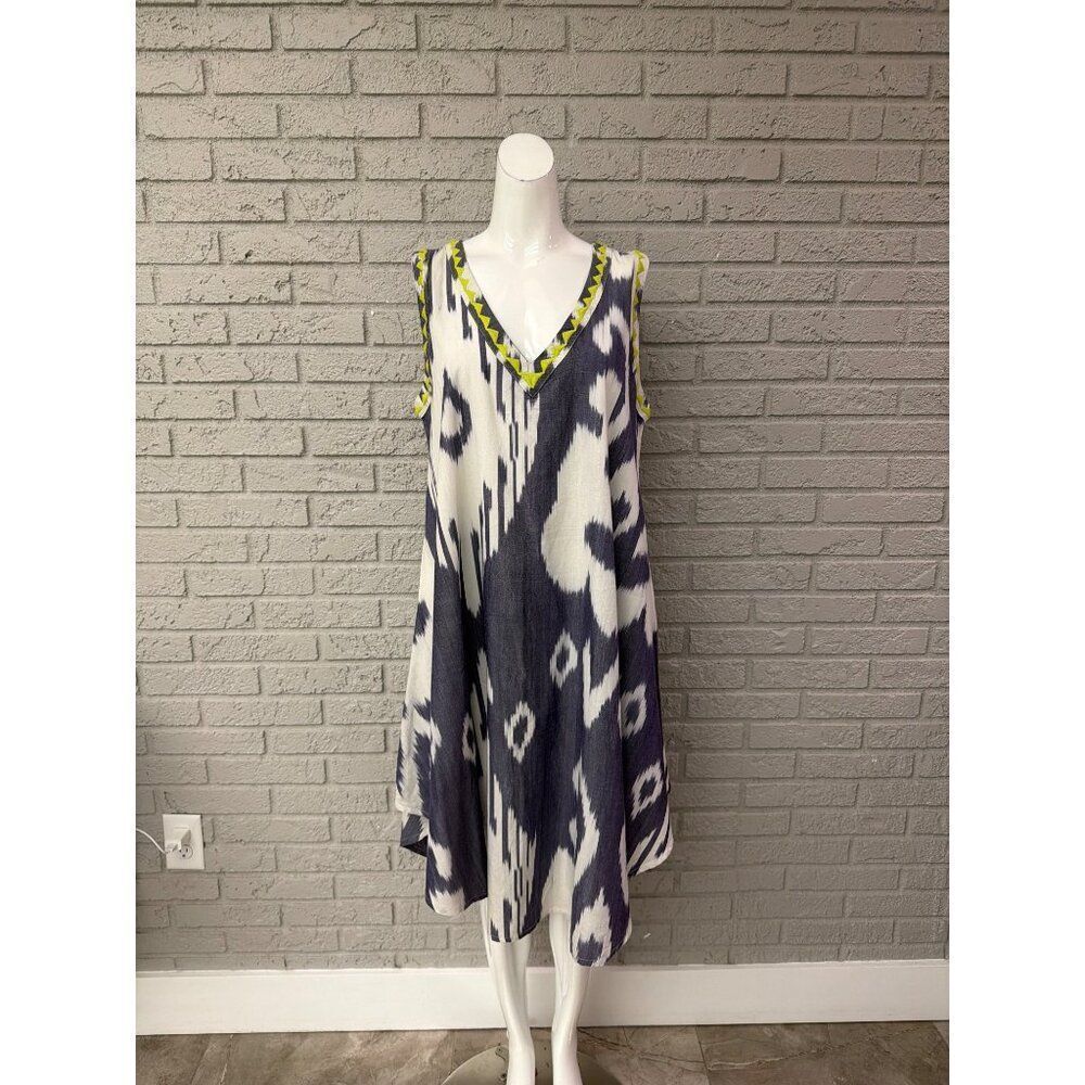 Uncle Frank Women Ikat Bloom Sleeveless A-Line Dress Size M